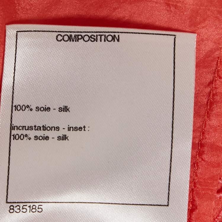 Pre Owned Chanel Pink Embroidered Silk Button Front Blouse S