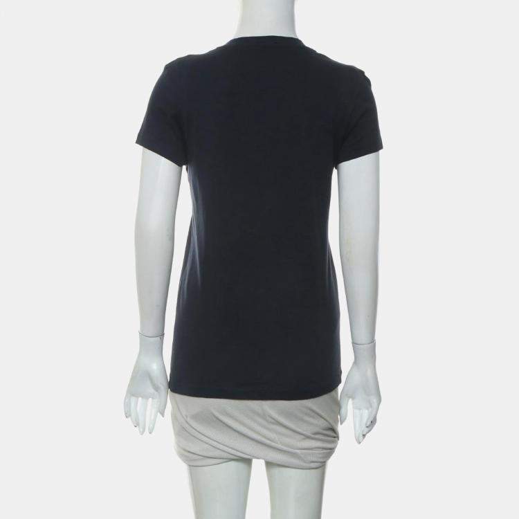 مملوكة مسبقًا Chanel Dark Blue Cotton Embellished T-Shirt FR Women 38