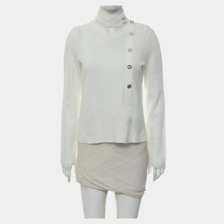 Pre Owned Chanel White Cotton Long Sleeve Top FR Women 38