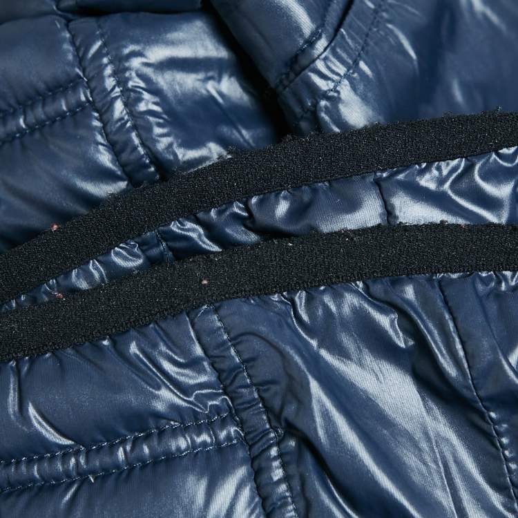 Pre Owned Chanel Navy Blue Nylon Zip-Up Quilted Jacket M