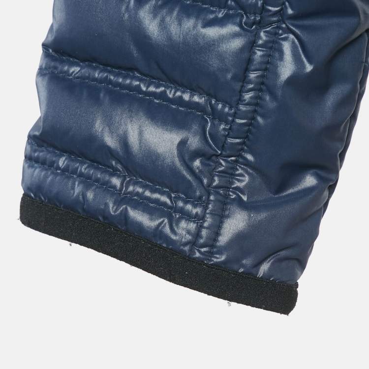 Pre Owned Chanel Navy Blue Nylon Zip-Up Quilted Jacket M
