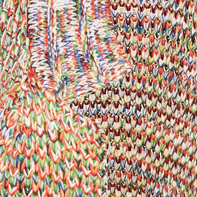 Pre Owned Chanel Multicolor Wool Open Front Long Cardigan S