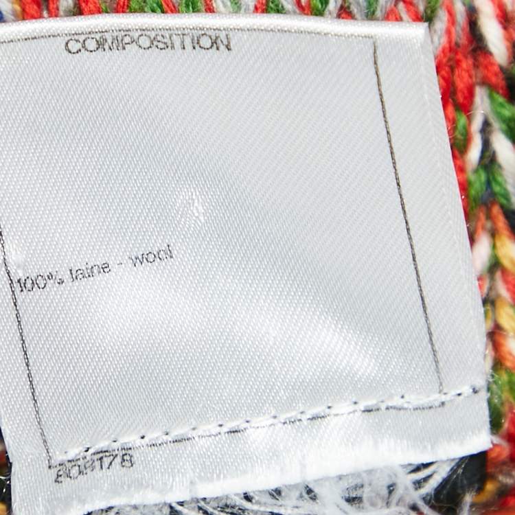 Pre Owned Chanel Multicolor Wool Open Front Long Cardigan S