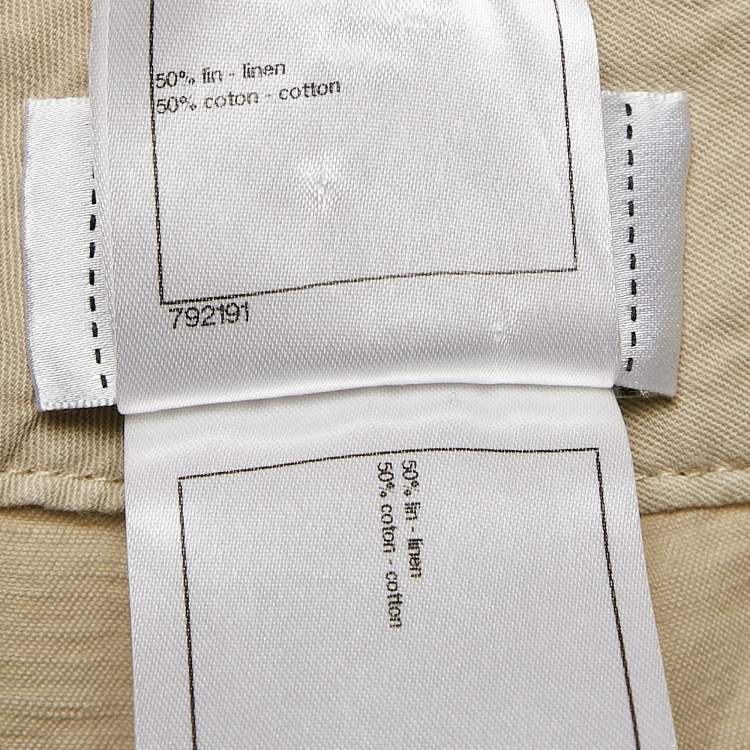 Pre Owned Chanel Beige Linen Blend Straight Leg Pants M