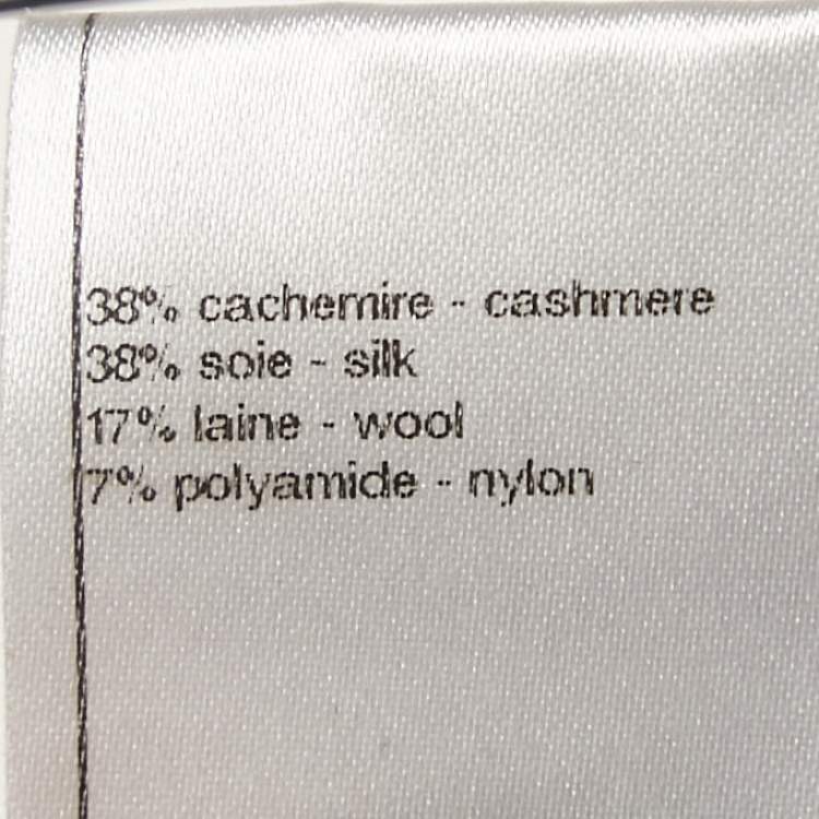 Pre Owned Chanel Black/White Patterned Wool Blend Knit Mini Skirt M