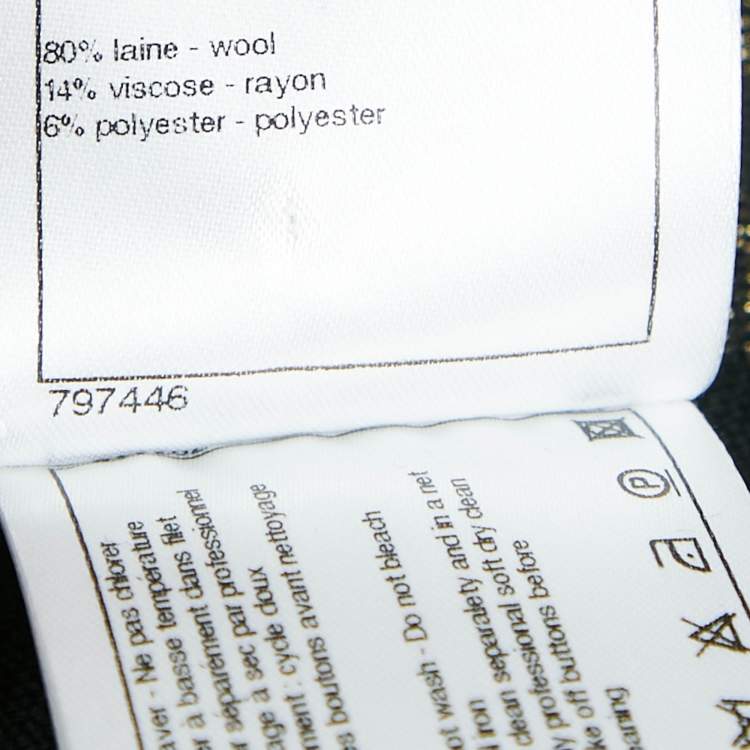 Pre Owned Chanel Black Wool Blend and  Lurex Knit High Neck Midi Dress M