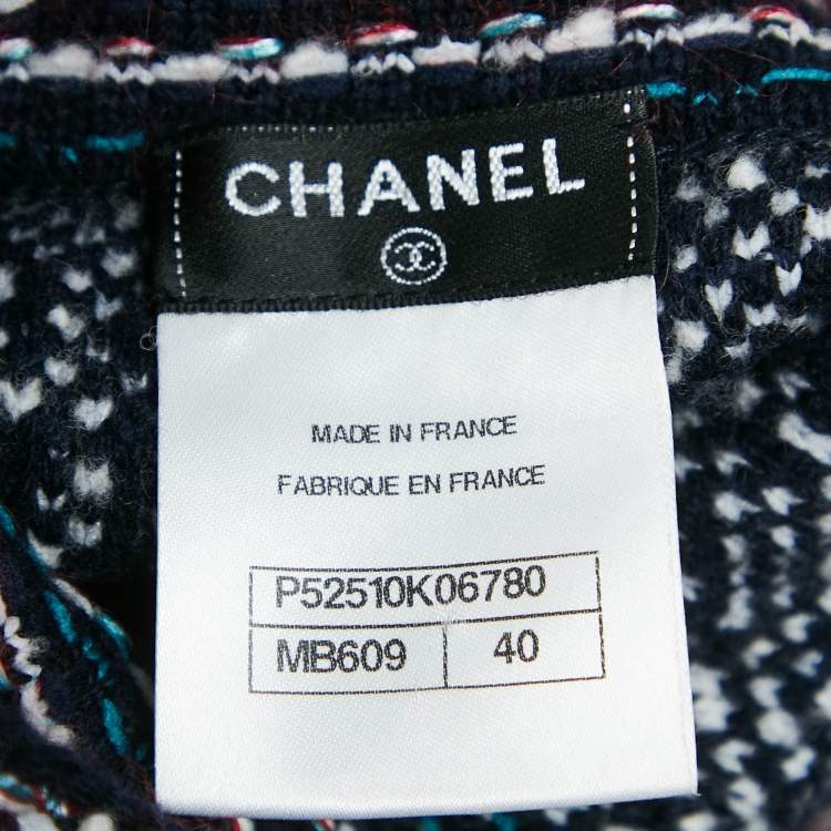 Pre Owned Chanel Multicolor Wool Blend Turtle Neck Jumper M