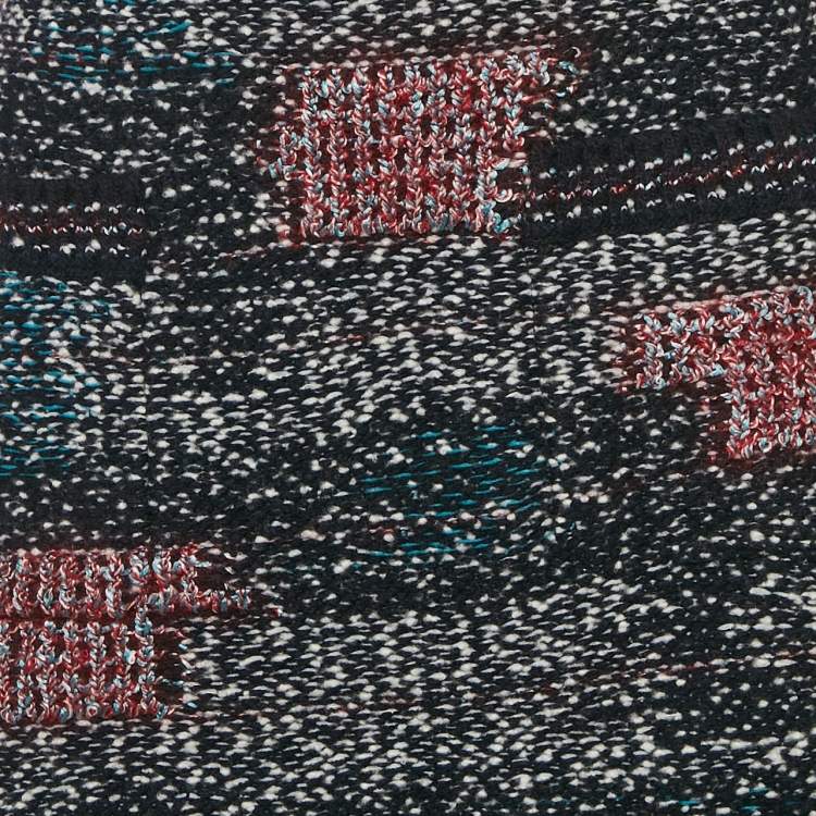 Pre Owned Chanel Multicolor Patterned Wool Blend Knit Midi Skirt M