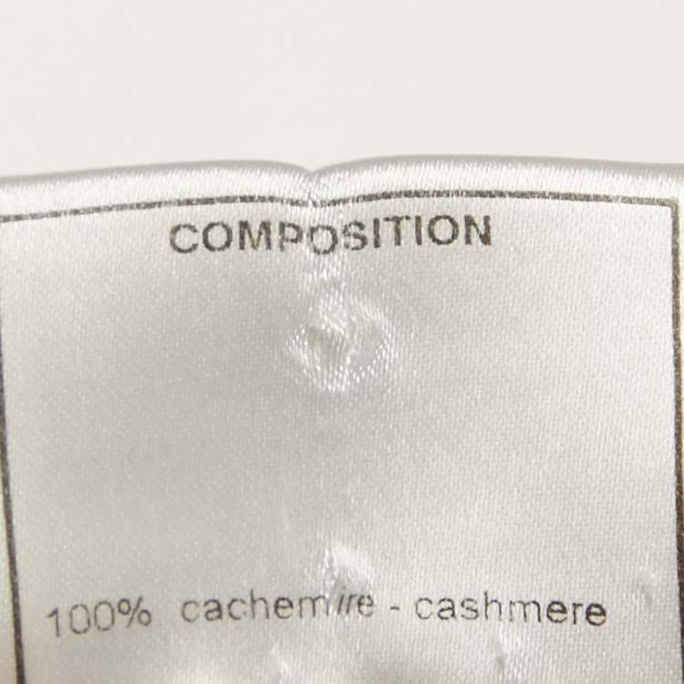 Pre Owned Chanel Grey Cashmere Knit Contrast Trimmed Mini Dress M