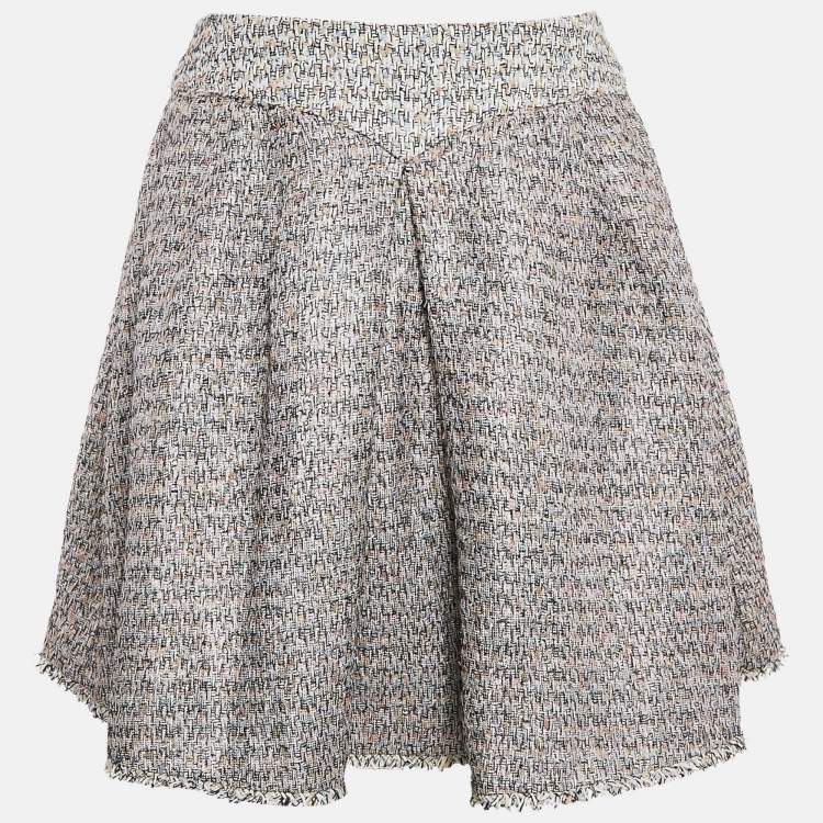 Pre Owned Chanel Multicolor Tweed Raw Edge Mini Skirt M