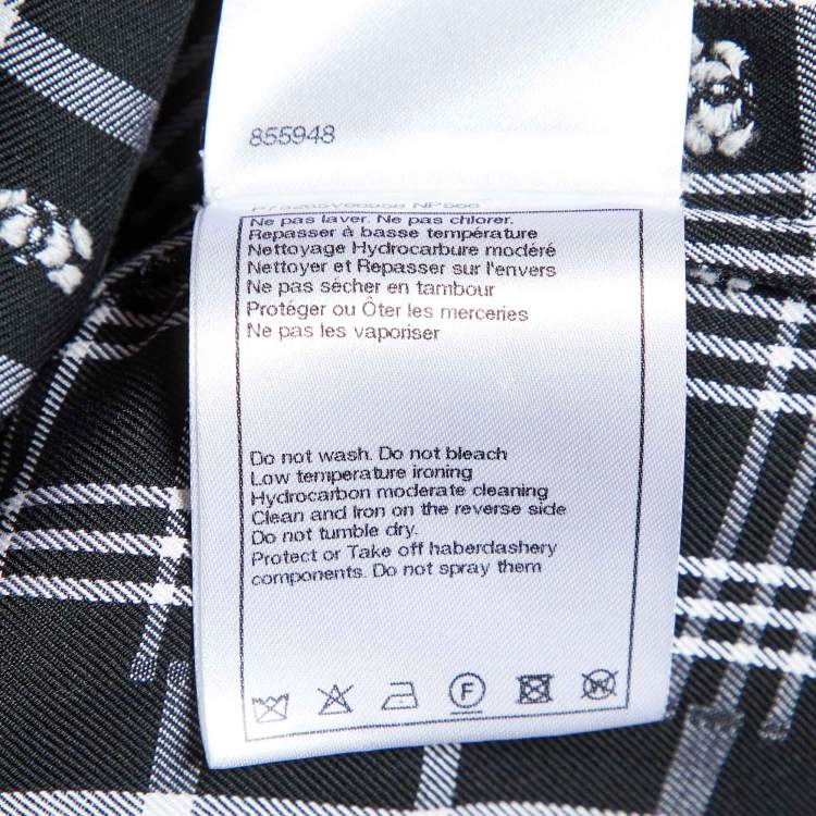 Pre Owned Chanel Monochrome CC Check Pattern Cotton Midi Dress M