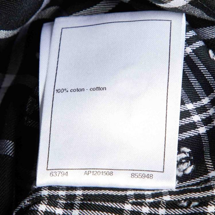 Pre Owned Chanel Monochrome CC Check Pattern Cotton Midi Dress M