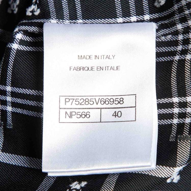 Pre Owned Chanel Monochrome CC Check Pattern Cotton Midi Dress M