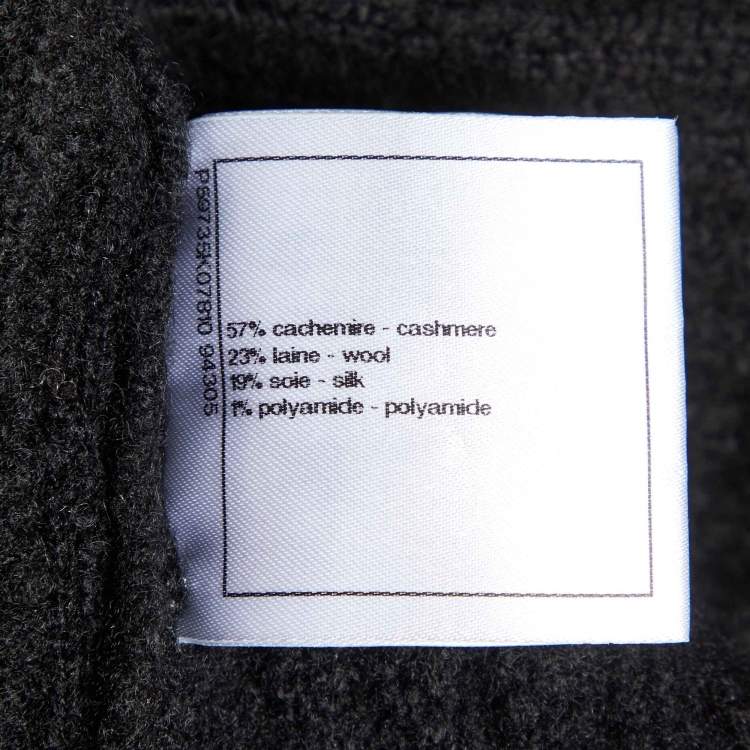 Pre Owned Chanel Black Lucky Charms Embellished Wool Blend Jumper L