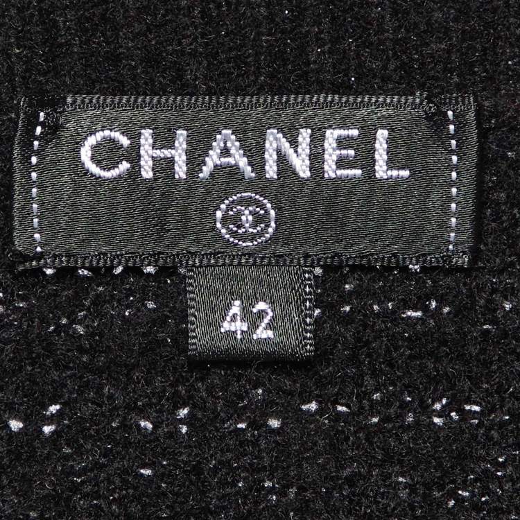 Pre Owned Chanel Black Lucky Charms Embellished Wool Blend Jumper L