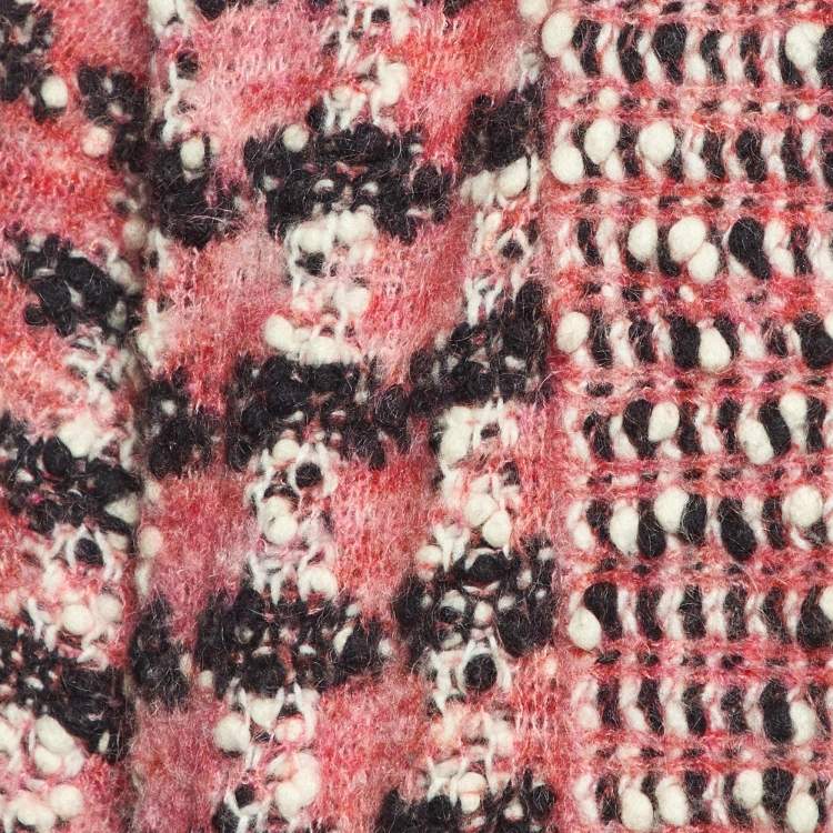 Pre Owned Chanel Multicolor/Pink Wool Blend Open Front Cardigan M