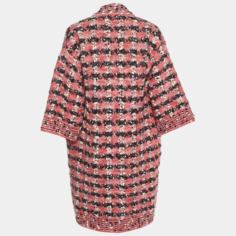 Pre Owned Chanel Multicolor/Pink Wool Blend Open Front Cardigan M