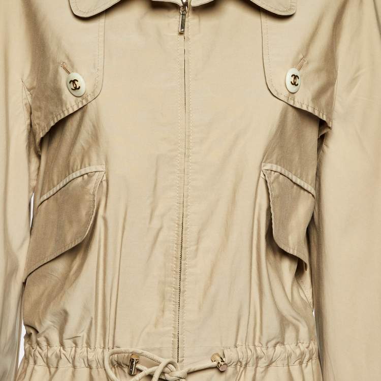 Pre Owned Chanel Beige Cotton Blend Trench Coat L
