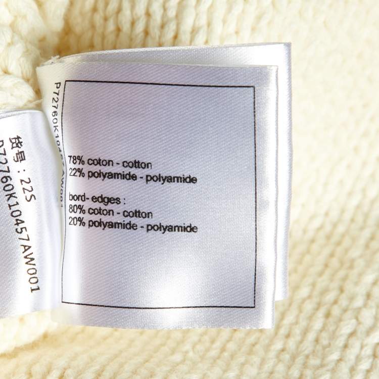 Pre Owned Chanel Cream Cotton Knit Cropped Pullover S