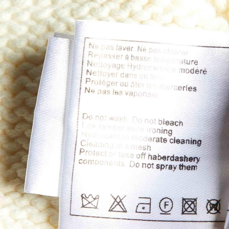 Pre Owned Chanel Cream Cotton Knit Cropped Pullover S
