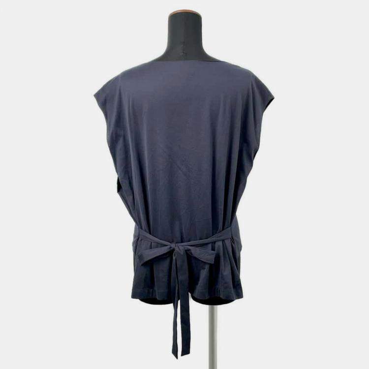 مملوكة مسبقًا Chanel Navy/White/Black Cotton CC Logo Sleeveless Shirt Size 34   Bag