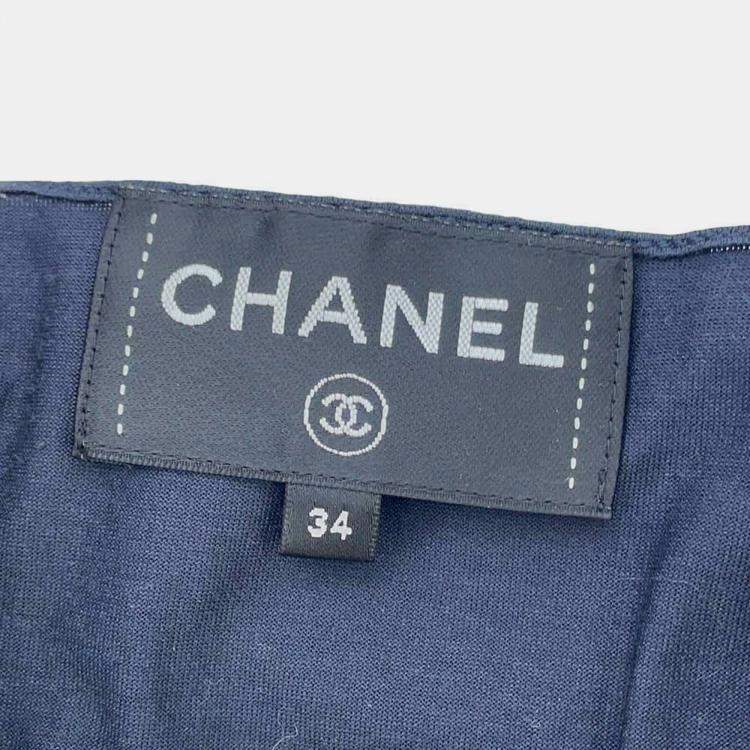مملوكة مسبقًا Chanel Navy/White/Black Cotton CC Logo Sleeveless Shirt Size 34   Bag