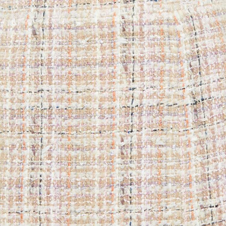 Pre Owned Chanel Beige Tweed Pencil Skirt L