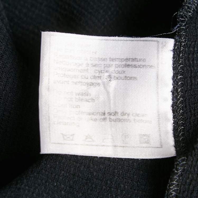 Pre Owned Chanel Black Textured Crepe Sleeveless Top M