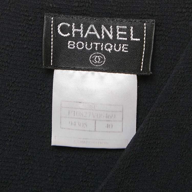 Pre Owned Chanel Black Textured Crepe Sleeveless Top M