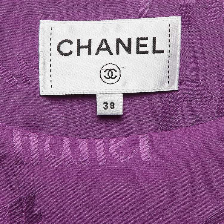 مملوكة مسبقًا Chanel Purple Jacquard Silk Ruffled Mini Dress M