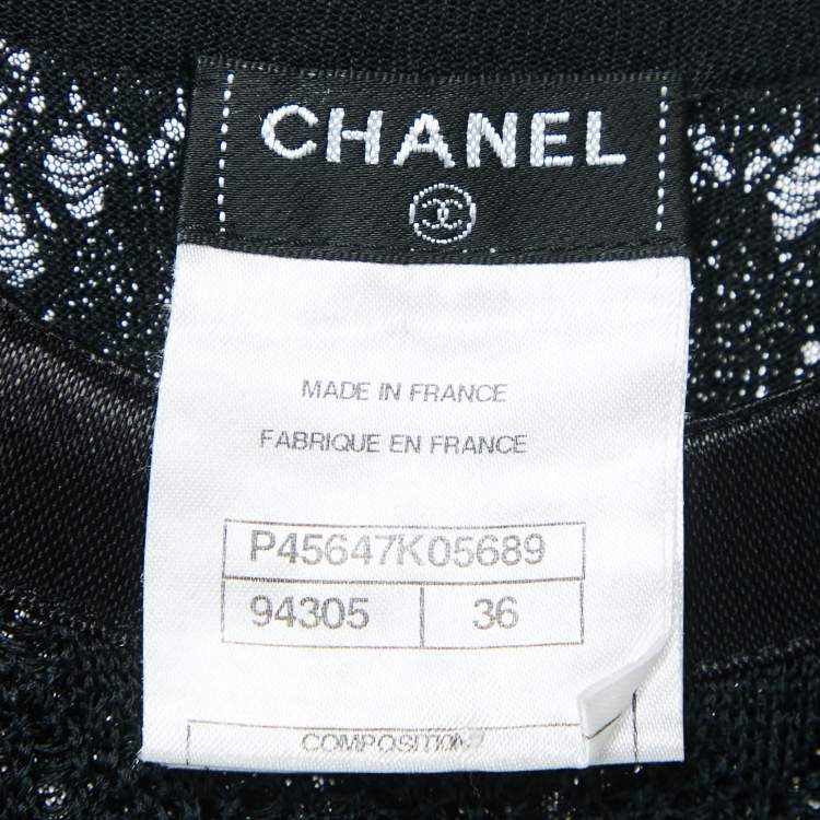 Pre Owned Chanel Black Patterned Knit Sleeveless Short Dress S