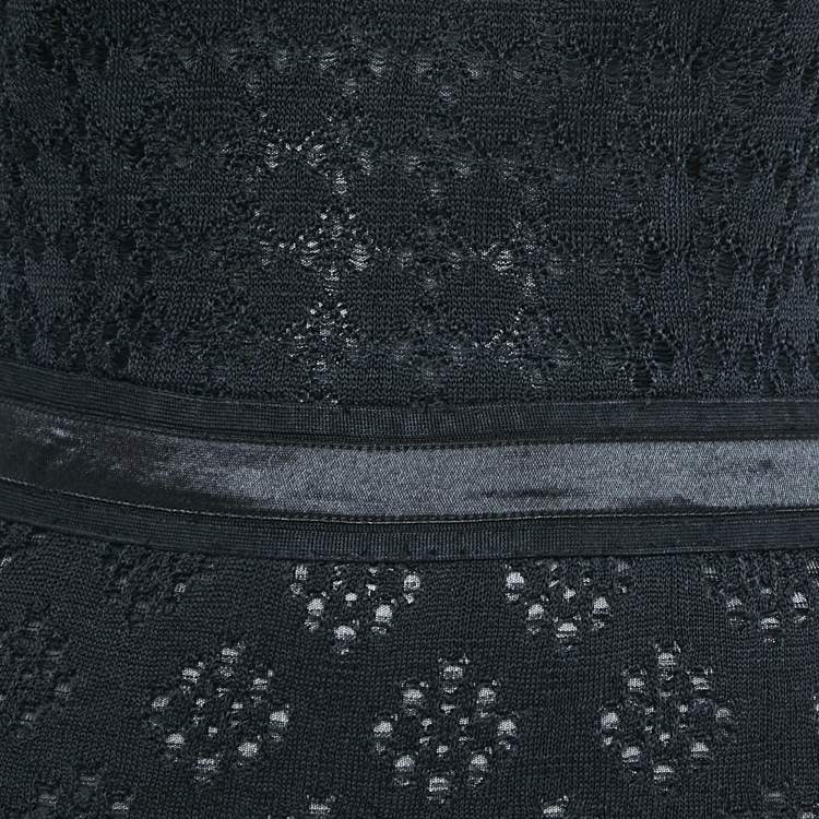Pre Owned Chanel Black Patterned Knit Sleeveless Short Dress S