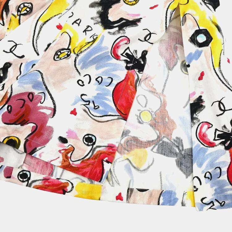 Pre Owned Chanel Multicolor Cotton Sleeveless Dress Women Size 38