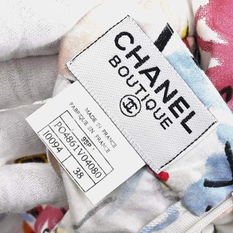 Pre Owned Chanel Multicolor Cotton Sleeveless Dress Women Size 38