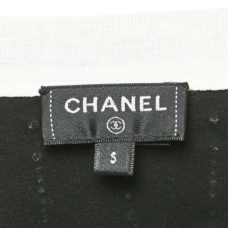 Pre Owned Chanel Black CC Rhinestone Cotton Jersey T-Shirt and Shorts Set S