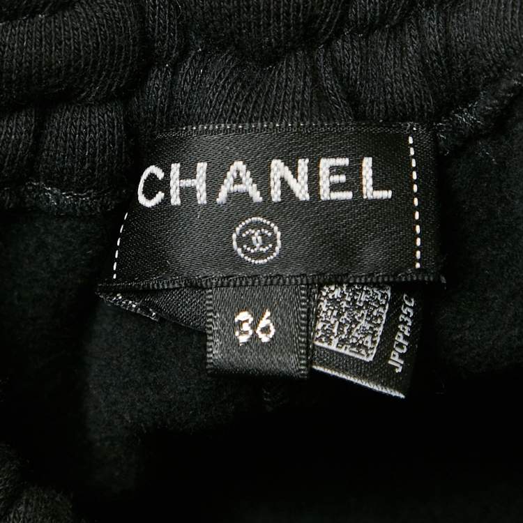 Pre Owned Chanel Black CC Rhinestone Cotton Jersey T-Shirt and Shorts Set S