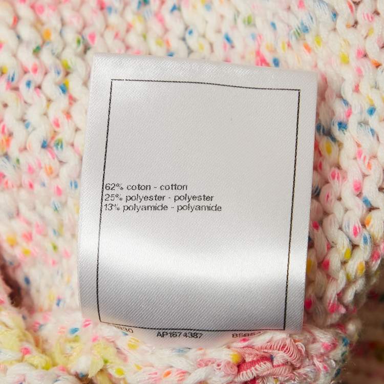 Pre Owned Chanel Pink Coco Heart Intarsia Rib Knit Sweater S