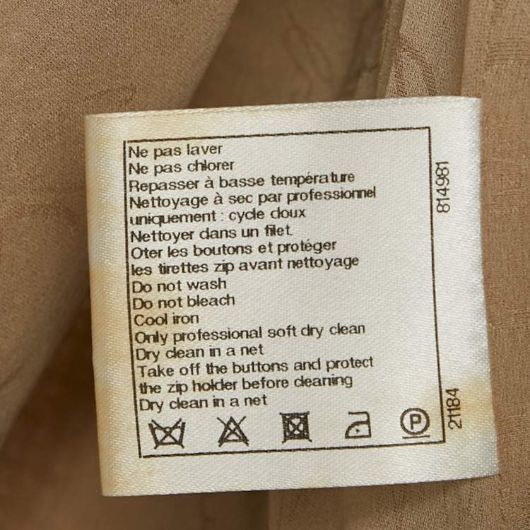 Pre Owned Chanel Beige Checks Tweed Zip-Up Jacket L