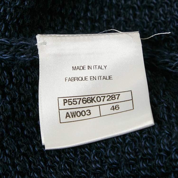 Pre Owned Chanel Navy Blue Wool Crochet Pullover XL