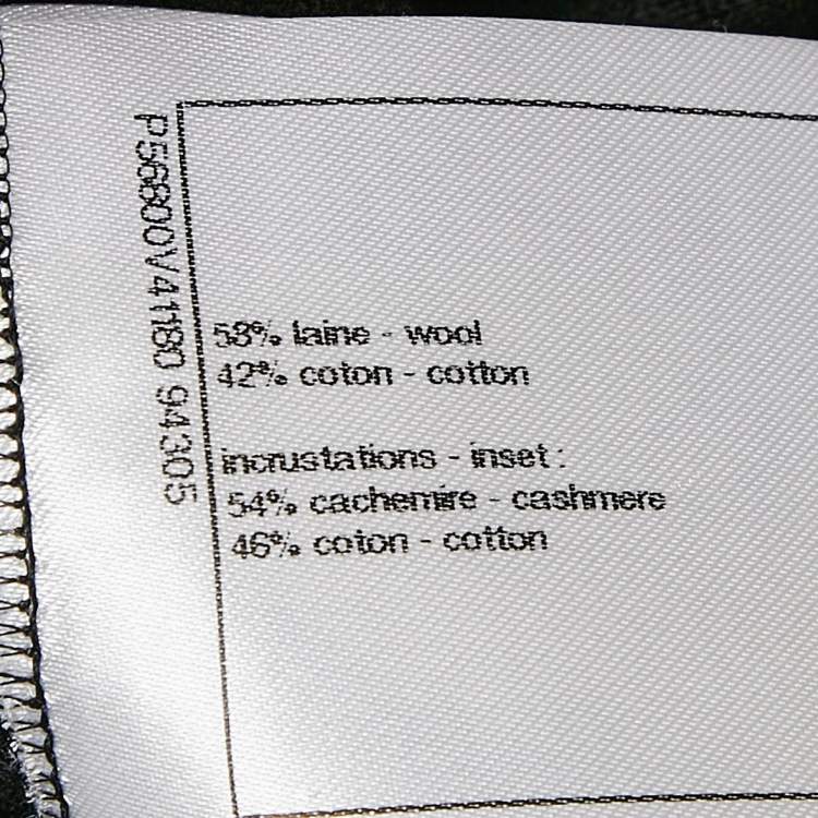 Pre Owned Chanel Black Rose Embroidered Wool Blend V-Neck Top XL