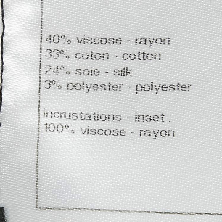 Pre Owned Chanel Navy Blue/Beige  Patterned Knit Button Front Cardigan M