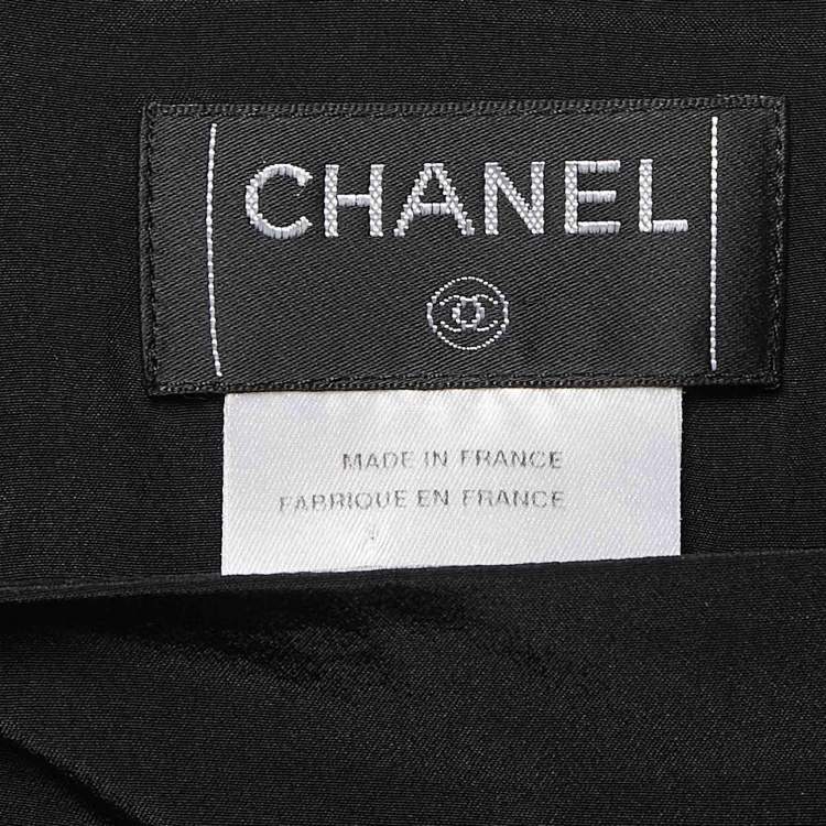 Pre Owned Chanel Black Silk Draped Style Flared Midi Skirt M
