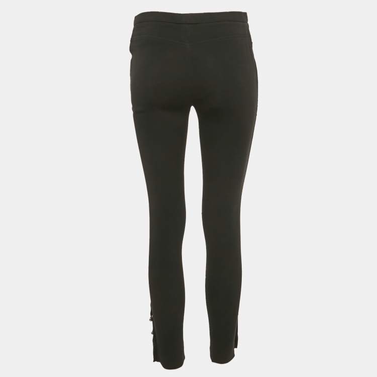 Pre Owned Chanel Black Silk Button Detail Trousers M