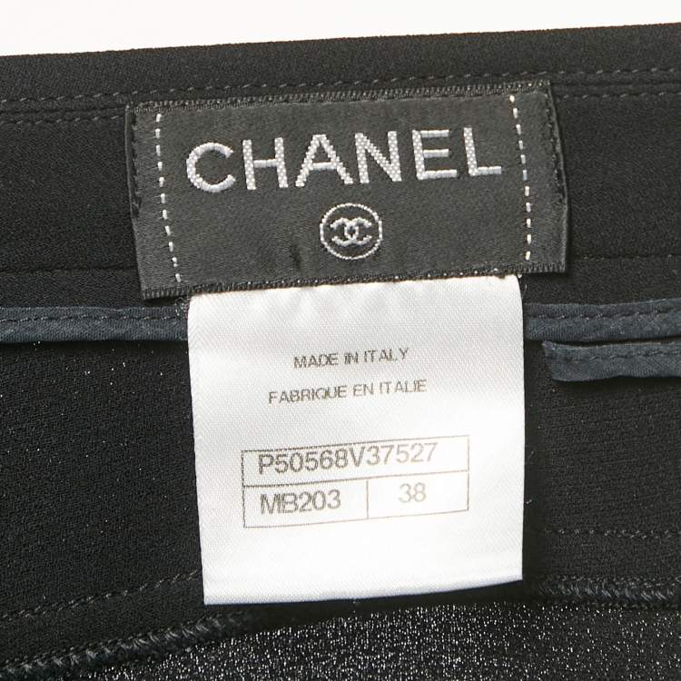 Pre Owned Chanel Black Silk Button Detail Trousers M