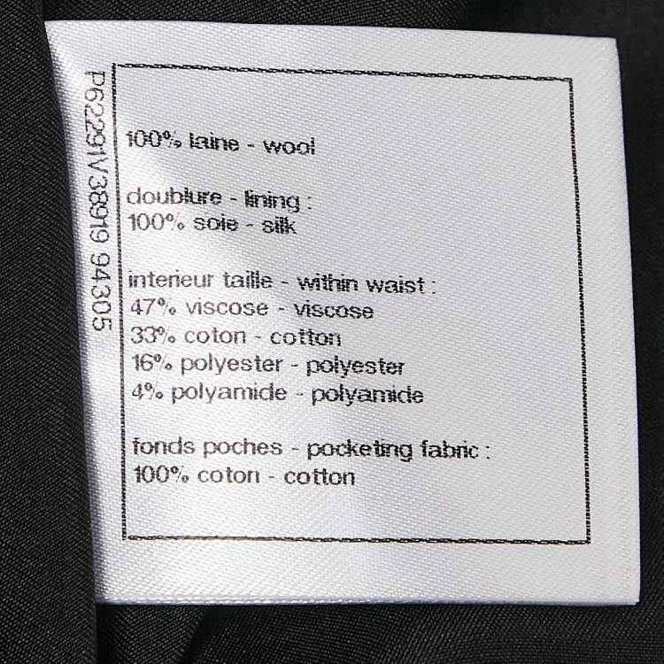 Pre Owned Chanel Black Wool Straight Leg Trousers S