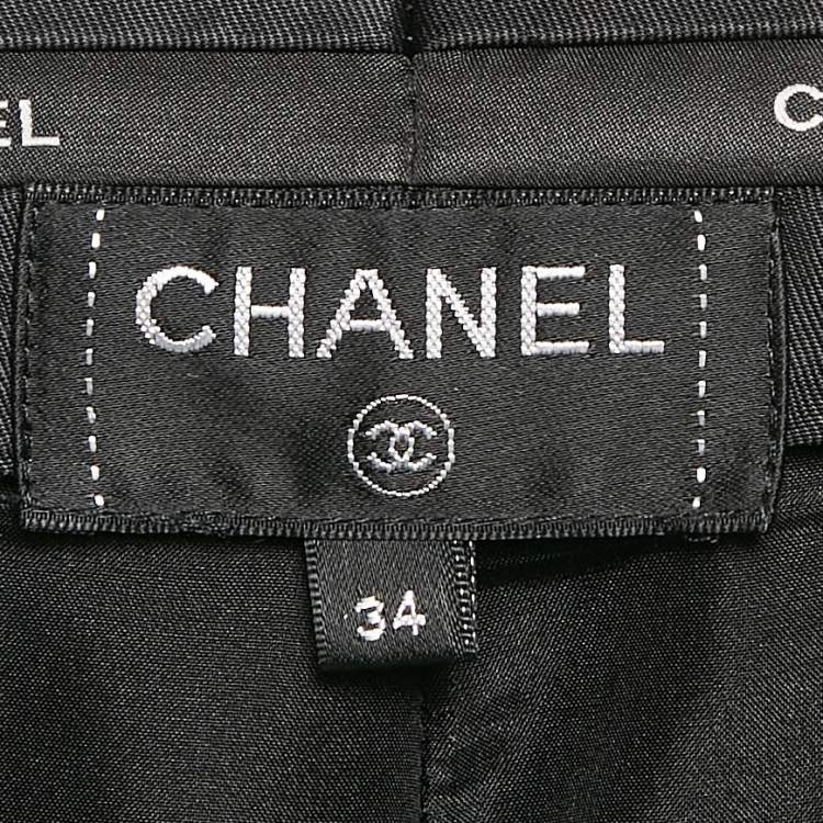 Pre Owned Chanel Black Wool Straight Leg Trousers S