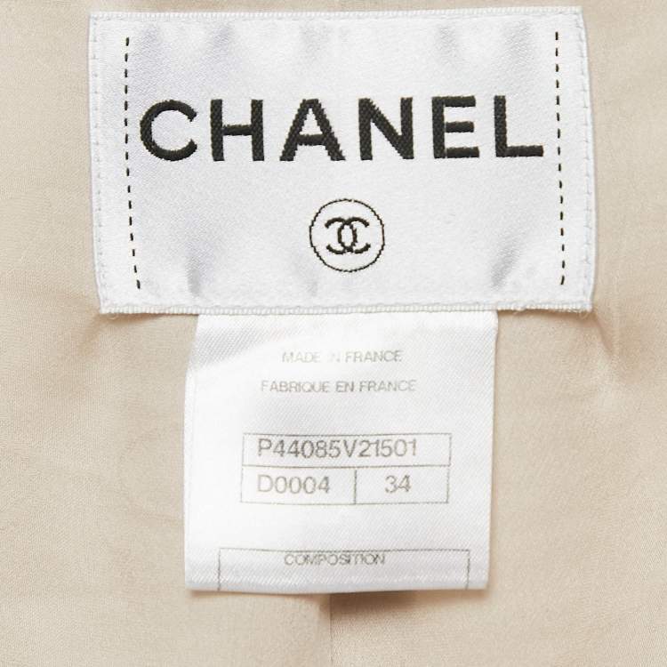 Pre Owned Chanel Metallic Silk Blend Blazer and Skirt Set S