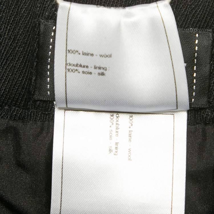 Pre Owned Chanel Black Wool Drill Pleated Mini Skirt S