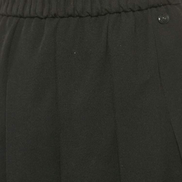 Pre Owned Chanel Black Wool Drill Pleated Mini Skirt S