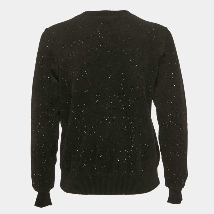 مملوكة مسبقًا Chanel Black CC Intarsia Knit Crewneck Sweatshirt S